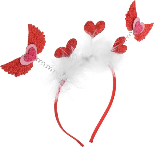 Miniatura 6 de LUOZZY Valentine Headband Red Heart Headband Valentine Angel Wing Heart-Shaped Headpieces Valentines Day Hair Accessories
