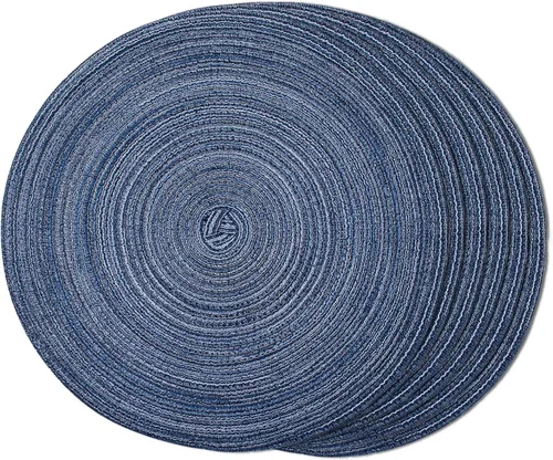 Miniatura 39 de FunWheat Juego de 4 manteles individuales redondos trenzados para mesas de comedor, manteles tejidos resistentes al calor, 15 pulgadas