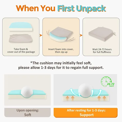 Miniatura 5 de downluxe Cojines para sillas de comedor, almohadillas de lino de espuma viscoelástica para sillas de cocina con lazos, cubierta impermeable, Beige