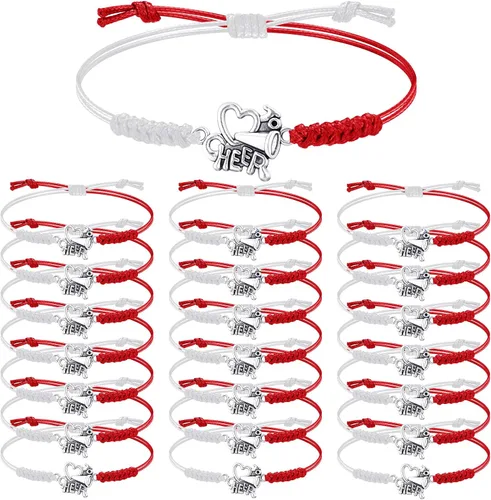 Miniatura 14 de Rtteri 20 pulseras de animadora para niñas, pulseras ajustables para animadoras, regalos para animadoras, accesorios de joyería a granel Naranja