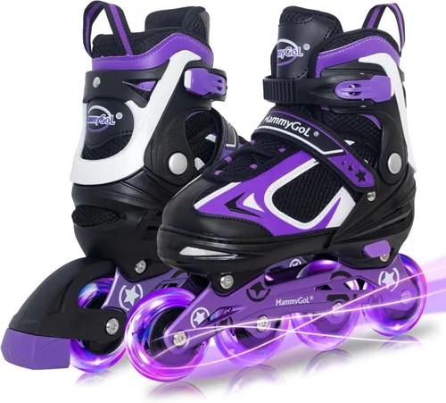 Miniatura 13 de MammyGol Adjustable Inline Skates for Kids Boys Girls Youth Blades Roller Skates with Light up Wheels Ages 4-16 Verde