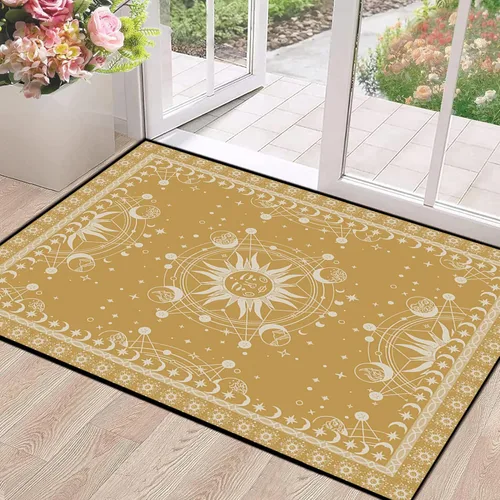 Miniatura 35 de 5' X 7' Alfombra con diseño de sol y luna, alfombras boho celestiales para dormitorio, sala de estar, estilo bohemio, oculto, media luna, solar