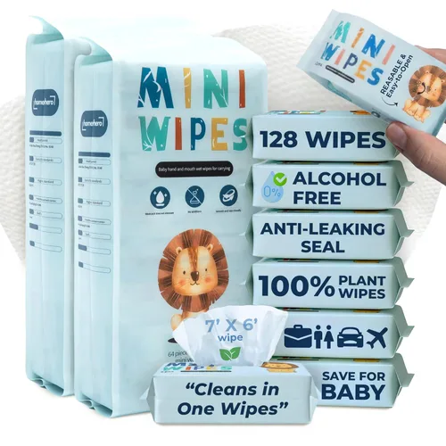 Miniatura 13 de Toallitas de viaje para bebé, 100% bambú a base de plantas, seguras para bebés y piel sensible, sin perfume, sin alcohol, hipoalergénicas, a prueba