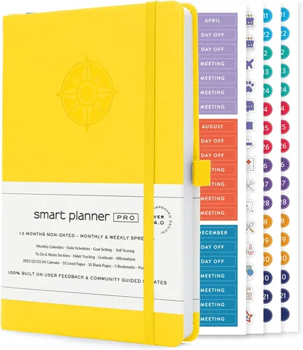 Miniatura 22 de Smart Planner Pro - Planificador diario sin fecha - Agenda grande A4 - Logre objetivos y aumente la productividad con secciones semanales