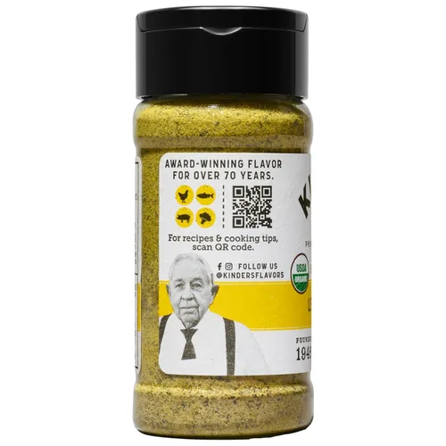 Miniatura 3 de Kinder's Pimienta Negra Agrietada y Limón Orgánico, Condimento de Calidad Premium, Sin MSG y Certificado Orgánico por USDA, 3.5 oz