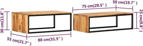 Miniatura 2 de Mesas nido, mesa de centro única, pequeña mesa de centro elevada adecuada para sala de estar, balcón, oficina, sala de estar familiar, 2 piezas