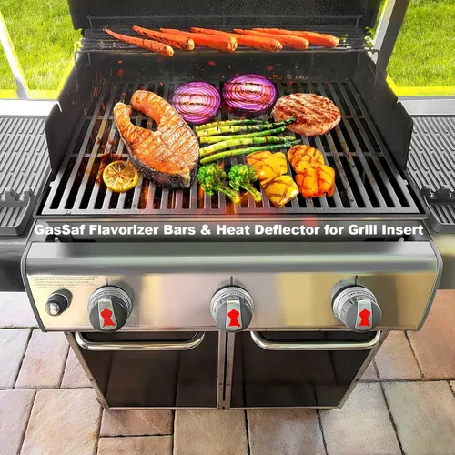 Miniatura 6 de GasSaf Barras aromatizantes de 17.5 pulgadas para Weber Genesis 300 E310 E20 E330, barras aromatizantes 7620 7621 para parrillas Weber Genesis 300
