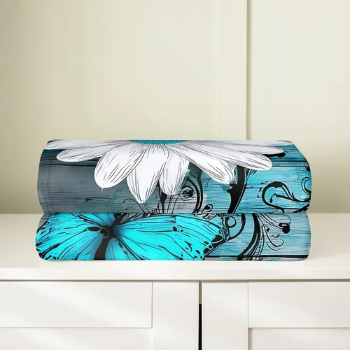 Miniatura 4 de Erosebridal Manta de mariposa para niñas, adolescentes y mujeres, manta de forro polar con flores rústicas, tamaño individual de 60 x 80 pulgadas