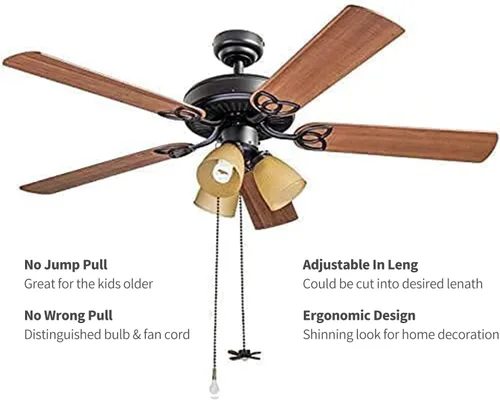 Miniatura 2 de Extensor de cadena para ventilador de techo, extra largo con bombilla decorativa de vidrio esmerilado y cable de ventilador, se adapta a todos