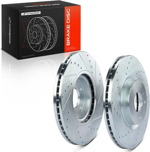 Miniatura 9 de A-Premium 319.6mm (12.58 pulgadas) Rotores de freno de disco perforados y ranurados delanteros Compatibles con modelos seleccionados de Nissan e