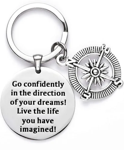 LParkin - Collar/Llavero de acero inoxidable con la inscripción "Go Confidently In The Direction Of Your Dreams", acero inoxidable, Direction-pendant