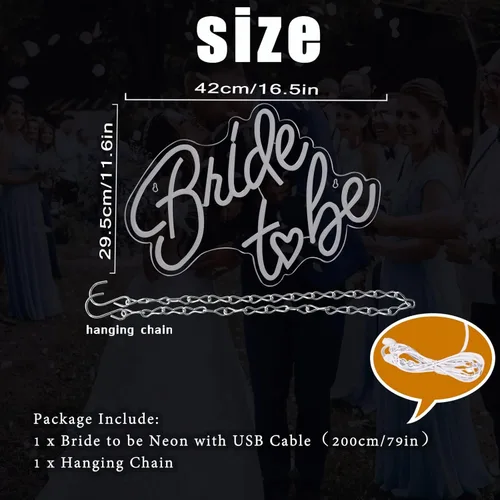 Miniatura 3 de Letrero de neón para futura novia, luces de neón LED rosas USB para boda, luces de neón para despedida de soltera, compromiso, fiesta de compromiso
