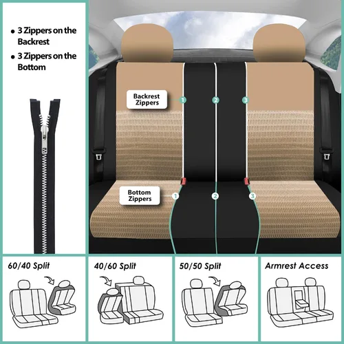 Miniatura 3 de Fundas FH GROUP, FH-FB060114 para asientos de auto, juego completo, compatibles con bolsa de aire y separación para la mayoría de autos, camionetas