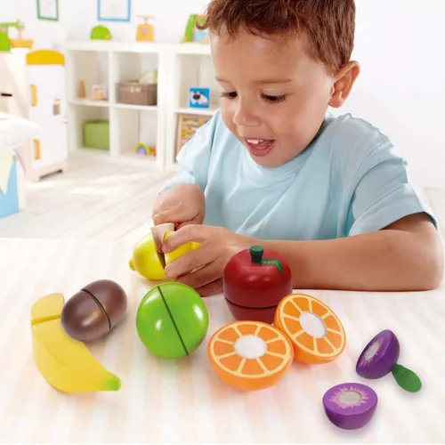 Miniatura 6 de Comida de madera para niños, cocina para cortar frutas, juguetes para niños pequeños, simulación de verduras, regalo para niños y niñas, juguetes