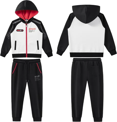 Miniatura 3 de ANOTWENER Ropa deportiva para niños, conjuntos de chándal con capucha, sudadera y pantalones deportivos, 2 piezas, 2 a 8 años