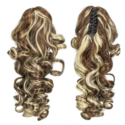 Miniatura 11 de SWACC 12-Pulgadas Extensiones de Cola de Caballo Cortas con Rizos de Tornillo y Pinza de Gancho Extensiones de Cabello Sintético con Cordón