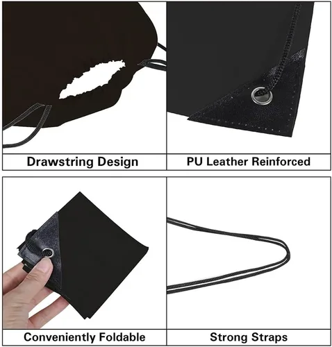 Miniatura 3 de Mochila con cordón a granel Draw String Bags Poliéster Cinch Bag para Gym Sport, Negro