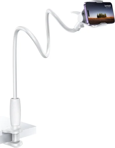 Lamicall Soporte de teléfono de cuello de cisne para cama, clip de abrazadera ajustable 360, soporte de montaje para teléfono celular para