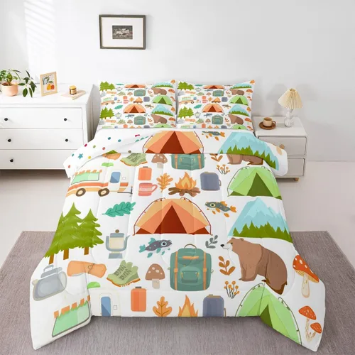 Miniatura 44 de Erosebridal Juego de edredón de pesca tamaño individual para hombres, juego de ropa de cama de peces de lubina para pescadores, niños de caza