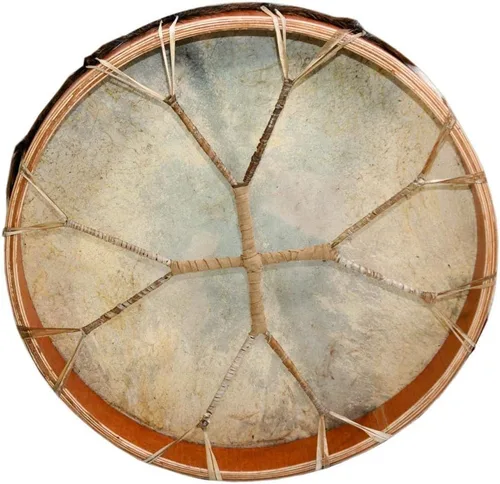 Miniatura 3 de Tambor chamán pelo de cabra 16", tambor de marco, hecho a mano Handmade drum with natural materials; warm, resonant sound for beginners