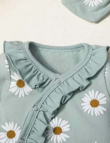 Miniatura 4 de Ropa de bebé recién nacida para niña, ropa de manga larga con volantes y diadema, ropa de bebé para niñas
