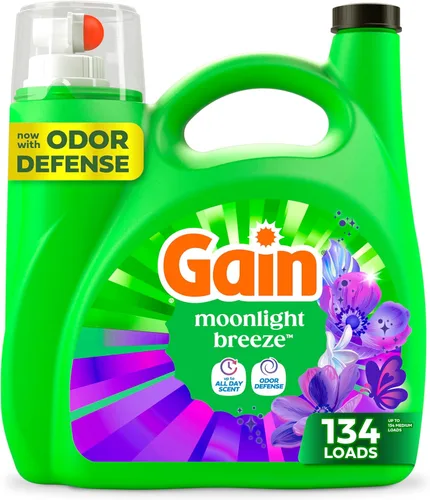 Miniatura 18 de Gain Detergente líquido para ropa con defensa del olor, aroma Moonlight Breeze, jabón de lavandería para lavadoras HE, 60 onzas líquidas, 45 cargas