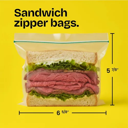 Miniatura 3 de Glad Bolsas de sándwich con cremallera para almacenamiento de alimentos, 100 unidades (el embalaje puede variar)