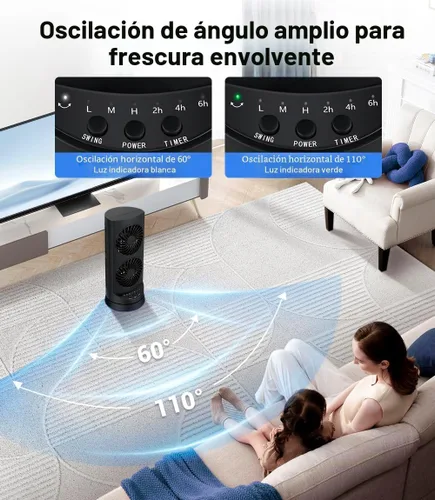 Miniatura 3 de Ventiladores de torre personales de refrigeración que soplan aire frío, ventilador de escritorio pequeño de pie con 3 velocidades y temporizador