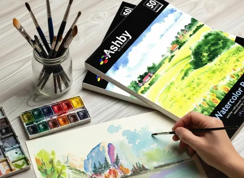 Miniatura 3 de 100 hojas de papel de acuarela de práctica (9 x 12 pulgadas), 190 GSM, sin ácidos y prensado en frío. Perfecto para pintar, dibujar o dibujar.