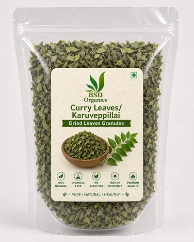 BSD Organics Hojas De Curry/Karuveppillai Hojas Secas Gránulos - 250 Gm