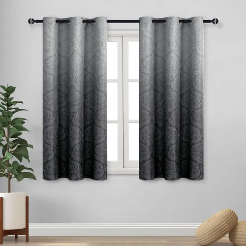 Miniatura 73 de DWCN - Cortinas blackout para dormitorio, diseño de damasco con aislamiento térmico y ojales, para sala de estar, juego de 2 paneles de cortina Gris