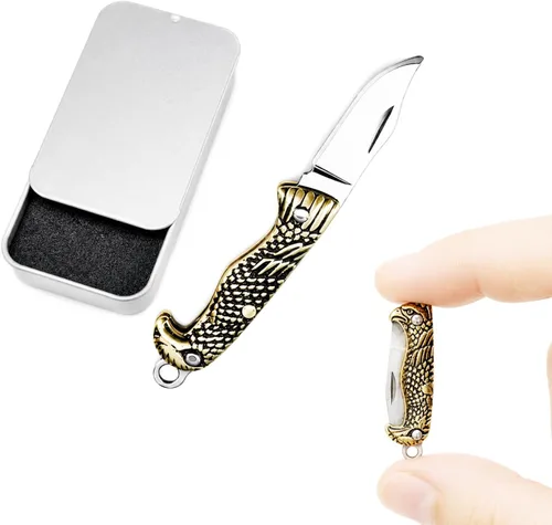 Miniatura 8 de Cuchillo de bolsillo en miniatura Miniature Gadgets, Eastern Delights EDC herramienta de corte con cuchilla multifunción ultra más pequeña