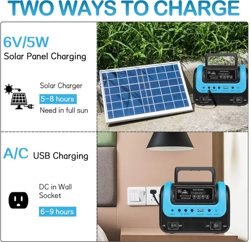 Miniatura 6 de Generador solar, estación de energía portátil con panel, fuente de banco de energía portátil con linterna, generador de emergencia alimentado por