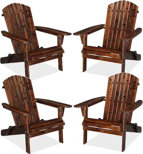Miniatura 15 de VINGLI Silla Adirondack plegable, sillas Adirondack de madera para exteriores, sillas plegables para fogata para patio, barbacoa, porche, patio