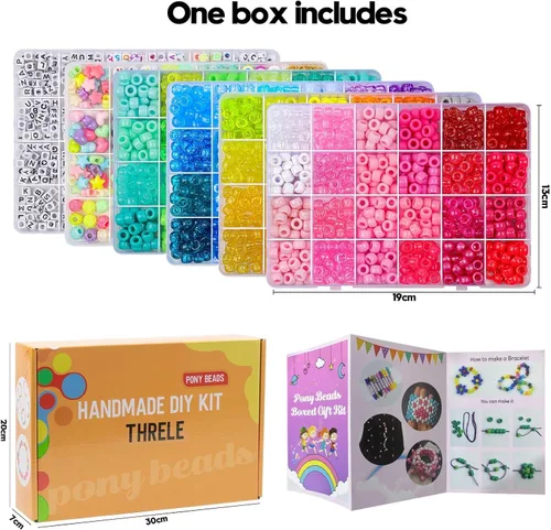 Miniatura 4 de THRELE Kit de 4000 cuentas de poni para hacer pulseras de la amistad, incluye 96 colores de cuentas Kandi, cuentas de letras, cuentas para hacer