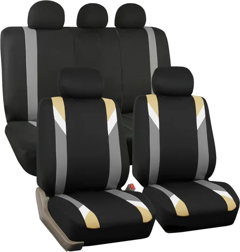 Miniatura 8 de FH Group - Fundas de tela para asientos delanteros bajos de auto con reposacabezas extraíble, ajuste universal, compatible con bolsa de aire
