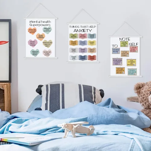 Miniatura 5 de Gersoniel 3 piezas de notas para la auto-terapia, decoración de oficina, pósteres de salud mental, carteles calmantes de esquina, psicología