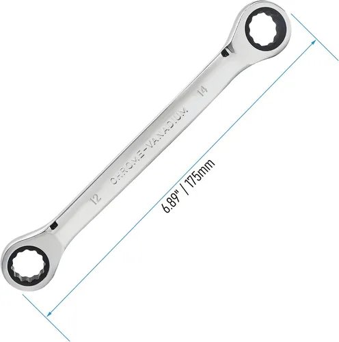 Miniatura 2 de Llave de trinquete de extremo de caja doble 0.472 in x 0.551 in métrica 72 dientes 12 puntos de trinquete herramientas de llave de engranaje