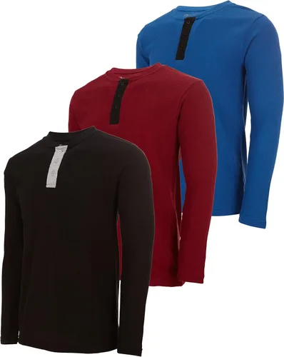 Miniatura 37 de DARESAY Paquete de 3: camiseta térmica de manga larga para hombre, camisetas de manga larga Henley & Crew para hombre, camisetas de manga larga