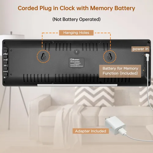 Miniatura 8 de Soobest Reloj de pared digital grande de 14.2 pulgadas, sincronización automática de hora/fecha/día, pantalla LED grande, temporizador de cuenta