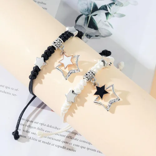 Miniatura 3 de Aesnefe Pulseras para parejas para 2 personas Pinky Promise a juego para parejas, regalos de relación de larga distancia para novio, aniversario