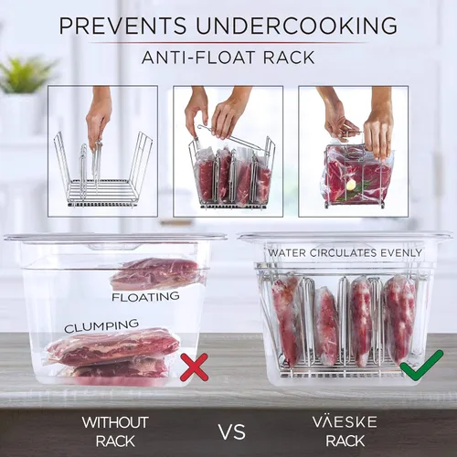 Miniatura 3 de Väeske Recipiente Sous Vide con tapa, se adapta a la mayoría de cocinas Sous Vide, accesorios Sous Vide (12 cuartos de galón, estante)