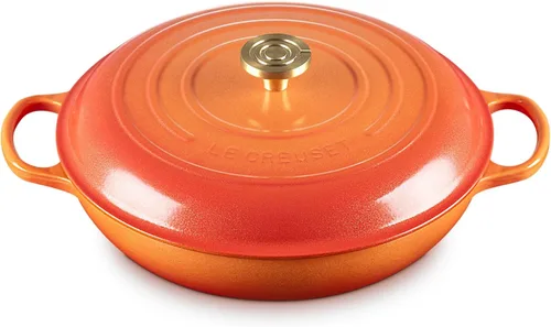 Miniatura 39 de Le Creuset Braiser Signature de hierro fundido esmaltado, 5 cuartos de galón, Flame Llama