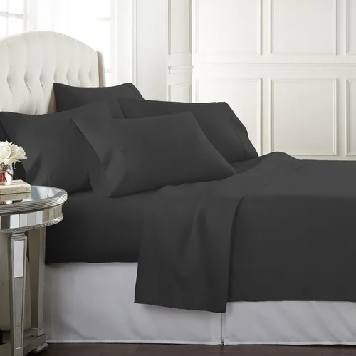 Danjor Linens - Juego de sábanas tamaño completo para adolescentes, sábanas premium de hotel con 4 fundas de almohada, microfibra cepillada ligera