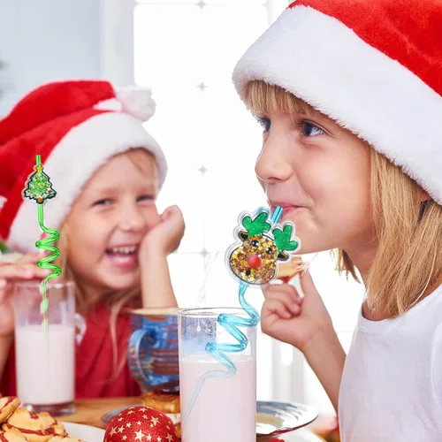 Miniatura 4 de 25 regalos de fiesta de Navidad con purpurina, regalos de actividades de Navidad, pajitas locas para beber, regalos para niños y adultos