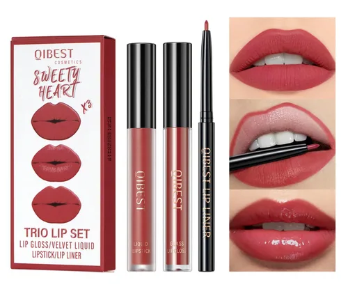 Miniatura 11 de Kit de labios todo en uno, 3 en 1, delineador de labios suave y lápiz labial con lápiz labial líquido de terciopelo mate, brillo labial hidratante