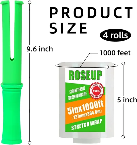 Miniatura 2 de Película elástica transparente de 5 pulgadas x 1000 pies con asa, envoltura de plástico grueso de calibre 80 para mudanzas, envoltura de paletas