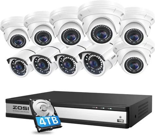 Miniatura 11 de ZOSI Sistema de cámaras de seguridad PoE de 8 canales, 5 MP, 2K+, para exteriores, con disco duro de 2 TB, H.265+ 5MP sistema NVR de 8 canales y 4