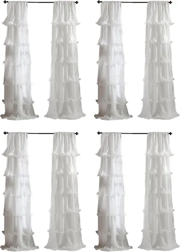 Miniatura 10 de Lush Decor Nerina - Panel individual de ventana con filtro de luz, 54 pulgadas de ancho x 84 pulgadas de largo, rosa - Cortinas con volantes