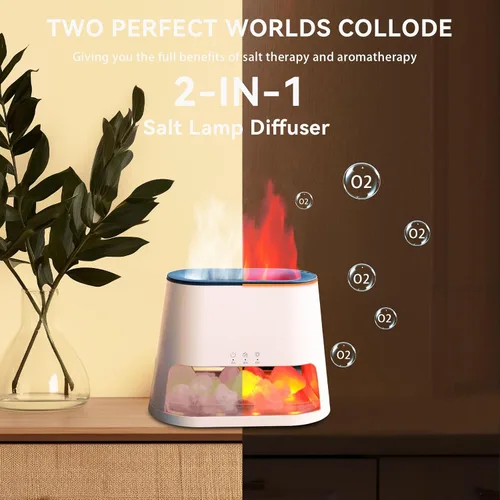 Miniatura 8 de Lámpara de sal del Himalaya 2 en 1 y difusor ultrasónico de aceite esencial, difusor de aromaterapia, humidificador de niebla fría, lámpara